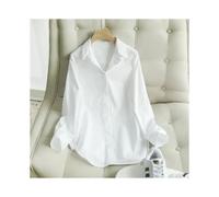 (1, M 45-50kg) Spring and Summer Women's White Shirt Basic Korean Version Loose Casual Office Shirt Work Professional Top Solid Color