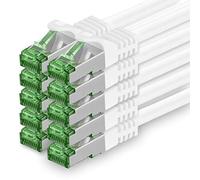 1 M Cat.7 Network Cable Pack of 10 Cat7 Patch Cable Lan Cable Ethernet RJ45 10 Gbit/s (All Internet Speeds) White 1 Meter