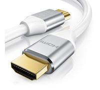 1 m HDMI Cable 8k @ 120 Hz with DSC - 7680 x 4320 - UHD II - Compatible with HDMI 2.1 2.0a 2.0b - 3D - Ultra High Speed with Ethernet - Dynamic HDR10+ - VRR - ARC - Blu Ray PS4 PS5 Xbox - White