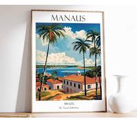 1 Manaus Print Manaus Travel Poster Brazil Travel Print Tropical Decor Botanical Print Brazil W Poster A5 - Wall Art Home Decor Movie Poster Canvas Film Cinema Retro Vintage Cult Classic Nostargic Sa