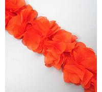1 Meter 3D Chiffon Flower Cluster Lace Edge Trim Ribbon 6.5 cm Width Vintage Orange Red Edging Trimmings Fabric Embroidered Applique Sewing Craft Wedding Dress Prom DIY Decor Party Clothes Embroidery