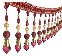1 Meter Beaded Tassel Fringe Trim, Crystal Accent Lace with Hanging Beads for Elegant Curtains & Home Decor Sewing(Red)