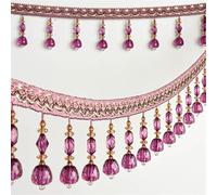 1 Meter Beaded Tassel Fringe Trim for DIY Crafts, Curtain Braid Hanging Beads, Tablecloth & Lampshade Decor(Purple)