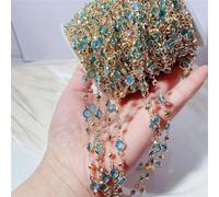 1 Meter Colorful Crystal Beads Chains Glass Beaded Chain for Necklace Bracelet Jewelry Making K-Lake Blue
