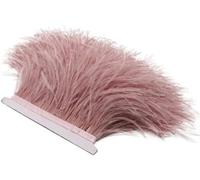 1 Meter Ostrich Feathers Trim 8-10 CM Plumes Ribbon Selvage for DIY Dress Decoration Crafts Accessories-Leather Pink