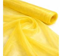 1 Meter Pack Yellow Plain Sheer Lightweight Organza Voile Drape Curtain, Wedding, Chair Sash Fabric 150cm Wide