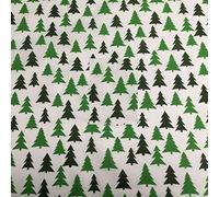 1 Meter Pre Cut Festive Xmas Christmas Santa Father Christmas Trees Candy Canes Sleigh Printed Polycotton (Green Trees, 1 Meter Pre Cut)