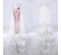 1 meter universal long curly hair 100cm long curly hair everyday Harajuku cute girl 14 colors COS wig big wave curly hair color:JF005-19 (white)