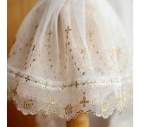 1 Meter Water Soluble Embroidered Flower Mesh Fabric Gold Lace DIY Lace Trim Garment Accessories Lace Fabric 22CM Width-Default