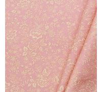 1 Metre 100% Egyptian Tight Woven Cotton Floral Leaves Vines Leaves Printed Shadow Prints Pastels & Darks Material Bag Making, Quilts Patchwork Dresses Blankets 112cm /44” Width (Cream On Dusky Pink)
