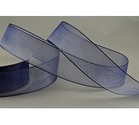 1 metre cut from roll of Navy Blue Sheer Organza Luxury Ribbon 25mm