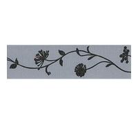 1 Metre Grey - 40mm Floral Printed Grosgrain Ribbon Decoration Gifts Bramble Effect Botanical Theme