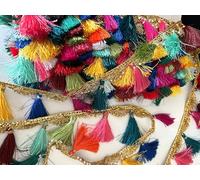 1 metre Latest Rainbow Multicolour Tassel Fringe lace Trim Quality lace Craft Ribbon (Multicoloured - Dark Mix)
