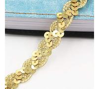 1 metre length 1.5 cm width glitter coloured sequin ribbon trim roll sequin trim appliqué sequin border hologram metallic sequin trim made of fabric shiny sequin ribbons, Q-gold