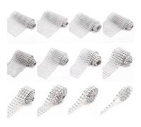 1 Metre Lengths of Silver Faux Diamanté Trim; Available in 11 different widths - 1 Row (5mm) to 24 Rows (120mm) (12 Rows - 60mm)