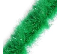 1 Metre - Marabou Swansdown Feather Trim Soft & Fluffy Craft - (Emerald Green/Silver Tinsel)