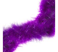 1 Metre - Marabou Swansdown Feather Trim Soft & Fluffy Craft - (Purple/Iridescent Tinsel)
