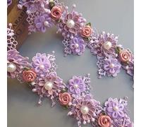 1 Metre Pearl Flower Beads Lace Edge Trim Ribbon 5.5 cm Width Vintage Style Purple Trimmings Vintage Fabric Embroidered Applique Sewing Craft Wedding Bridal Dress Decoration Clothes Embroidery