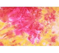 1 Metre - Pink/Yellow Marble Effect 100% Cotton Handmade Indonesian Bali Batik Tie & Dye Gradient Dip Dye Dressmaking Material Quilting Melody Backing 112cm / 44” Wide