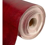 1 Metre Red PVC Leatherette Fabric - Textured Faux Leather Vinyl, 140cm Wide, 600GSM - Fake Vegan Leather Effect for Upholstery & Sewing - Waterproof Lining for Chairs, Campervans & Boats