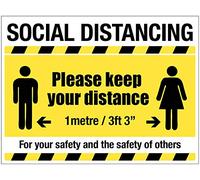 1 metre social distancing cone sign 600x450mm (cone not included)