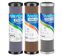 1 Micron 2.5" x 10" Whole House CTO Carbon Water Filter Cartridge Replacement for Under Sink Water Filter System, Dupont WFPFC8002, WFPFC9001, FXWTC, SCWH-5, WHEF-WHWC, WHCF-WHWC, AMZN-SCWH-5,3Pack