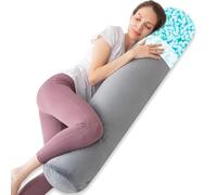 1 MIDDLE ONE Body Pillow, Memory Foam Round Body Pillows for Adults, Firm Long Bolster Pillow for Bed, Cylinder Tube Roll Pillow with Velvet Cover, 47x7.87 Inches, Grey
