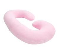 1 MIDDLE ONE C Shaped Pregnancy Pillow Cover, Breathable Velour Replacement Maternity Pillow Case with Zipper, Cover Only (Pink)