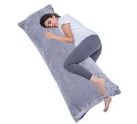 1 MIDDLE ONE Full Size Body Pillow, Large Bed Sleeping Pillow for Side Sleeper, Long Pillow Insert with Velvet Cover, 20x54 Inches (Blue Grey)