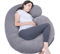 1 MIDDLE ONE Pregnancy Pillow, C Shaped Full Body Pillow for Maternity Support, Pregnant Women Sleeping Pillow with Velvet Cover (Dark Grey)