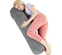 1 MIDDLE ONE Round Cervical Roll Cylinder Bolster Body Pillow with Removable Velvet Cover, Luxury Fluffy Plush Roll Pillow for Adults, 47” x 7.87”Wide,Grey