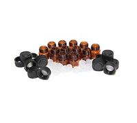 1 Ml 1/4 Dram Amber Glass Vial With Orifice Reducer & Black Reusable Plastic Cap 12 Pack.