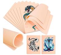 1 mm Artificial Skin Tattoo Practice Skins, Pack of 10, Fake Tattoo Skins, 18.9 x 14 cm Tattoo Skins, Fake Skin Practice, Silicone Tattoo, Double-Sided Use, Fake Skins for Beginners and Artists