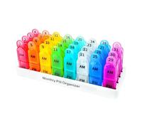 1 Month Pill Box Organiser 2 Times Daily Medicine Storage Box,Cruxer Medication Tablet Organizer Moisture-Proof BPA Free Travel Dosette Box Dispenser Case to Hold Vitamins,Cod Liver Oil,Supplements