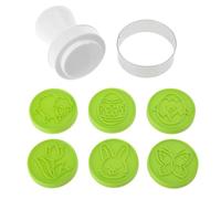 1 Mould 6 Stamps Moon Cake Set Hand Print Flower Pattern Round Biscuit Pumpkin Cake Pies Tools Cake for Baking Press Round Flowers Christmas Cutter