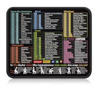 1 Mouse Mat with Shortcut Keys in German (Excel, Word, PPT, Windows), 300 x 250 mm, Non-Slip PC Mat for Effective Workplace