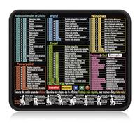 1 Mouse Mat with Shortcut Keys in Spanish (Excel, Word, PPT, Windows), 300 x 250 mm, Non-Slip PC Mat for Effective Workplace