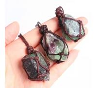 1 Natural Crystal Pendulum Quartz Stone Pendant Gemstone Necklace-Blue Green Fluorite Wrap Rope