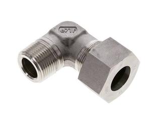 1'' NPT Male x 25S Stainless steel 90 deg Elbow Cutting ring 400 Bar DIN 2353