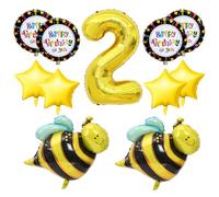 1 Number 2 Balloon And 10 Pieces Bee Themed Balloons, Birthday Party Decorations, Creative Fun Decorations.