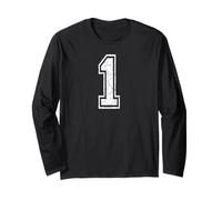 1 Number One Team Sports Grunge Varsity Matching Long Sleeve T-Shirt