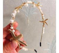 1 Ocean Style Pearl Headband And 1 Beach Necklace, Ele Embellishment, Fresh And Eye-Catching, Light And Versatile Hair Accessories, Suitable For Bridal Party Holiday Wear.