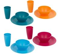(1 of Each Colour, 12 Piece) 12/24x Unbreakable Reusable Coloured Plastic Soup Cereal Bowls Cutlery Tableware