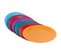 (1 of Each Colour) 6 Pcs Unbreakable Reusable Coloured Plastic Dinner Plates Kids Party Tableware
