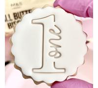 1 ONE 1st Birthday Cookie Cutter Stamp Embosser fits m&s Biscuits Great for Fondant Icing First Birthday 1st Reusable Marks and Spencers First Party Decor Ideas Party Favours Free Matching Cutter