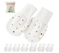 1 one enjoy Baby Mittens Baby Anti Scratch Mittens No Scratch Mittens Baby Gloves for 6-12 Months Baby Boys Girls (White 6 Pack, 6-12 Months)
