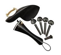 1 Or 5 Sets Grade Black 4/4 Violin Parts Accessories Pegs Chinrest Tailpiece Gut Endpin Ebony Wood Inlay White Collar (Color : 1 set)