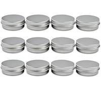 1 Oz 30 ML Gram Jar 12 pcs Silver Small Aluminum Tin Storage Jar Container Cosmetic Sample Metal Tins Empty Containers Round Pot Screw Cap Lid for Lip Balm Salve Make Up Eye Shadow Powder