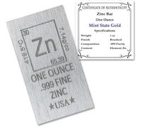 1 oz Ounce Zinc Bar (Flat Style) .999 Pure Paperweight - Element Design with Certificate of Authenticity
