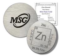 1 oz Ounce Zinc Round .999 Pure Paperweight - Element Design with Certificate of Authenticity